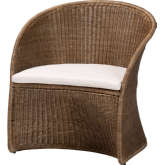 Kintamani Accent Chair in Grey Washed Rattan & White Fabric
