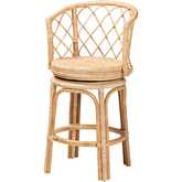Ayu Swivel Counter Stool in Light Honey Finish Rattan