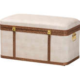 Brenner Storage Trunk in Beige Faux Shagreen & Brown Leatherette