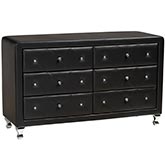 Luminescence 6 Drawer Dresser in Black Leatherette