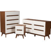Calypso 3 Piece Dresser Set White & Walnut Finish Wood