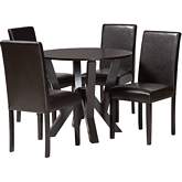 Rosi 5 Piece Dining Set in Espresso Brown Wood & Leatherette