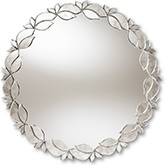 Luiza Round Wall Mirror in Silver Petal Leaf Finish