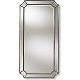 Romina Art Deco Wall Mirror in Antique Silver Finish