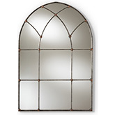 Tova Arched Window Wall Mirror in Antique Silver Finish
