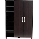 Marine Shoe Storage Cabinet with Shelves in Two Tone Wenge & Black Finish