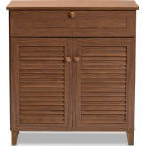 Coolidge 4 Shelf Shoe Storage Cabinet with Drawer in Walnut Finish