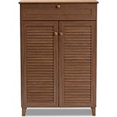 Coolidge 5 Shelf Shoe Storage Cabinet with Drawer in Walnut Finish