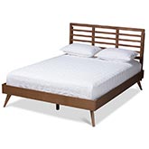 Calisto Full Platform Bed in Ash Walnut Brown Wood