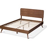 Demeter Full Platform Bed in Walnut Brown Wood