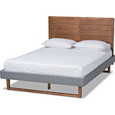 Gabriela Full Platform Bed in Dark Gray Fabric & Ash Walnut