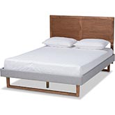 Eloise Full Platform Bed in Gray Fabric & Ash Walnut