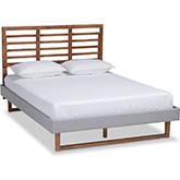 Luciana Full Platform Bed in Light Gray Fabric & Ash Walnut