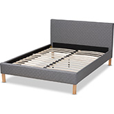 Aneta King Platform Bed in Gray Fabric & Oak