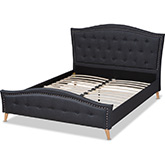 Felisa King Platform Bed in Tufted Charcoal Gray Fabric
