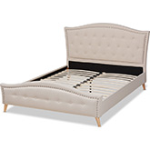 Felisa King Platform Bed in Tufted Beige Fabric