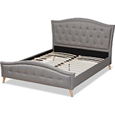 Felisa King Platform Bed in Tufted Gray Fabric