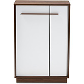 Mette 5 Shelf Shoe Cabinet in White & Walnut Finish