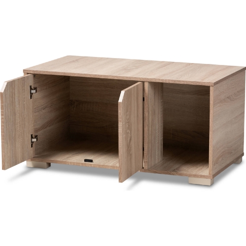 Jasper 2 Door Cat Litter Box Cover House in Oak Finish Wood