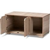 Jasper 2 Door Cat Litter Box Cover House in Oak Finish Wood