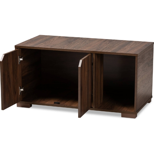 Jasper 2 Door Cat Litter Box Cover House in Walnut Finish Wood