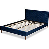Frida Full Bed in Diamond Stitched Royal Blue Velvet