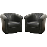 Julian Swivel Accent Chair in Espresso Brown Leatherette