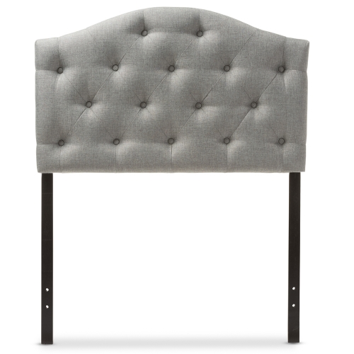 Myra Twin Scalloped Headboard in Tufted Gray Fabric