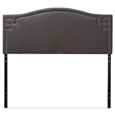 Aubrey Queen Headboard in Dark Gray Velvet with Nailhead