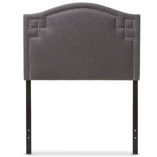 Aubrey Twin Headboard in Dark Gray Velvet with Nailhead