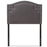 Aubrey Twin Headboard in Dark Gray Velvet with Nailhead