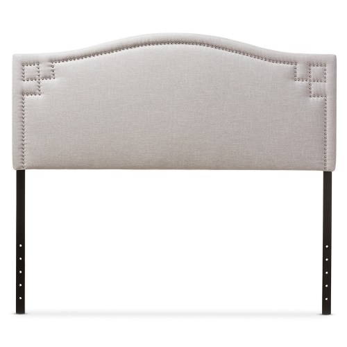 Aubrey King Headboard in Gray Beige Velvet with Nailhead