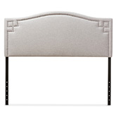 Aubrey Full Headboard in Gray Beige Velvet with Nailhead