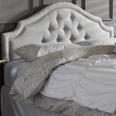 Cora King Headboard in Tufted Gray Beige Fabric