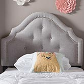 Cora Twin Headboard in Tufted Gray Beige Fabric