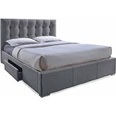 Sarter King Storage Bed in Tufted Gray Fabric