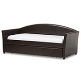 London Twin Daybed with Trundle in Brown Leatherette