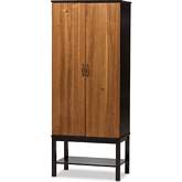 Marya Wine Cabinet in Dark Brown & Walnut Finish Wood