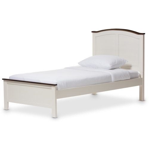 Harry Twin Platform Bed in Buttermilk Cream & Walnut Finish