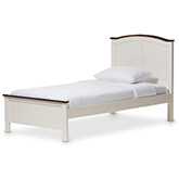 Harry Twin Platform Bed in Buttermilk Cream & Walnut Finish