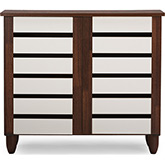 Gisela 2 Door Shoe Cabinet in Oak Finish & White