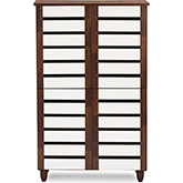 Gisela 4 Door Shoe Cabinet in Oak Finish & White