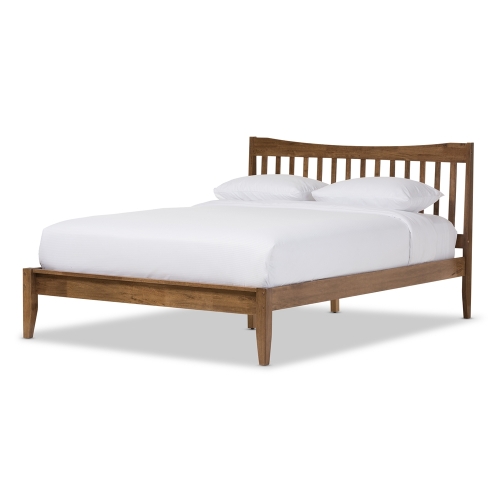 Edeline Curvaceous Slatted King Platform Bed in Walnut Finish