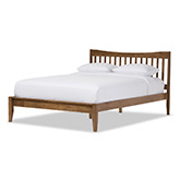 Edeline Curvaceous Slatted King Platform Bed in Walnut Finish