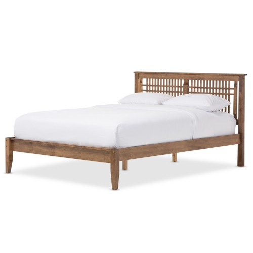 Loafey Window Pane Style Full Platform Bed in Walnut Finish