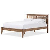Loafey Window Pane Style Full Platform Bed in Walnut Finish