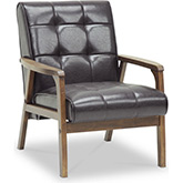 Masterpieces Club Accent Chair in Tufted Brown Leatherette