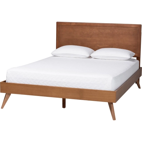 Jiro Queen Platform Bed in Ash Walnut Finish Wood