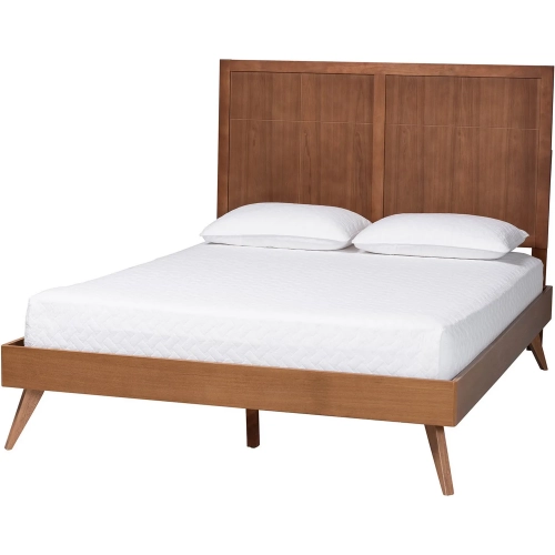 Noela Queen Platform Bed in Ash Walnut Finish Wood