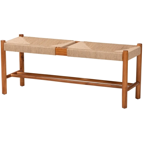 Saura Dining Bench in Oak Brown Finish Wood & Hemp